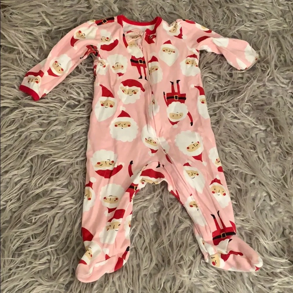 6M Pink Fleece Santa PJs